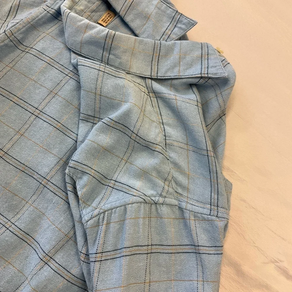 RESISTOL Double R Blue Plaid Button Front Long Sleeve Shirt, sz MD - Picture 11 of 11